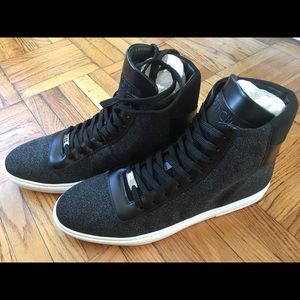 Jimmy Choo Leather High Top Sneaker Glitter Dust